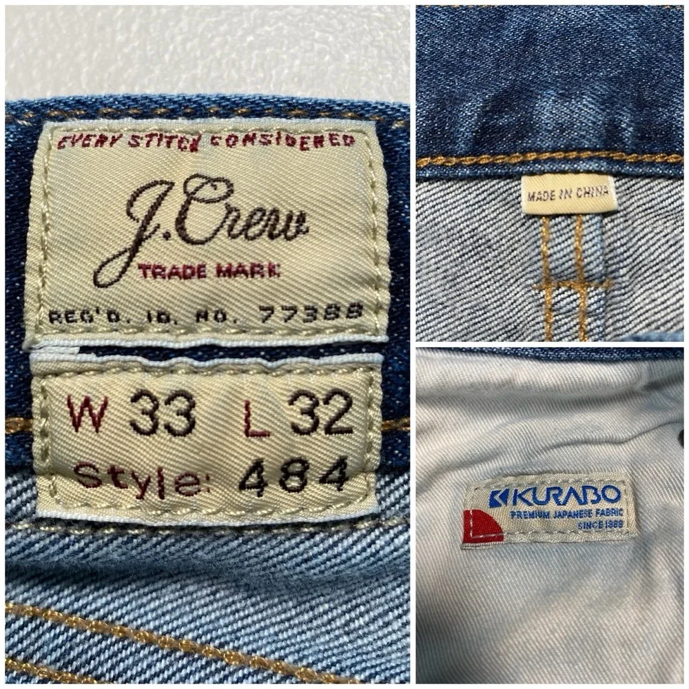 J Crew 484 Slim Jeans 33x32 (33x30.5) Mens Kurabo Japanese Medium Wash - Picture 6 of 8